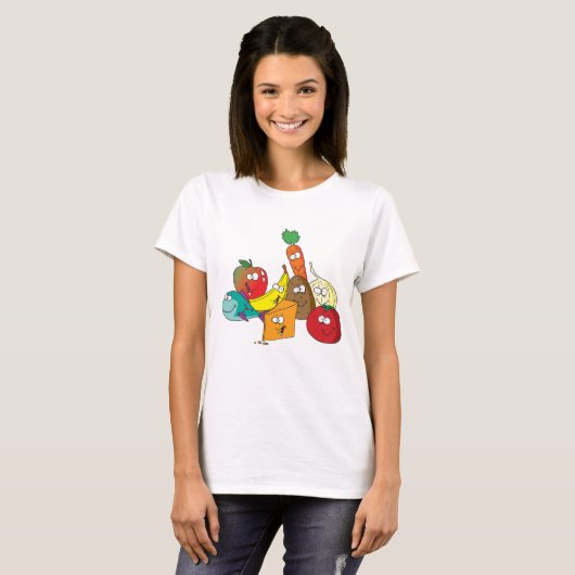 Funny Food mit Gesichtern T-Shirt (Vorne ganz)