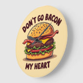 Funny Food Pub Bacon Lover Cheeseburger Design Große Wanduhr (Winkel)