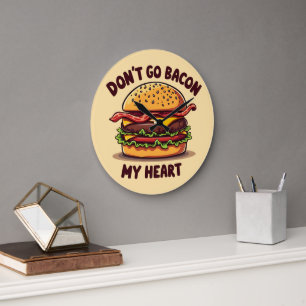 Funny Food Pub Bacon Lover Cheeseburger Design Große Wanduhr