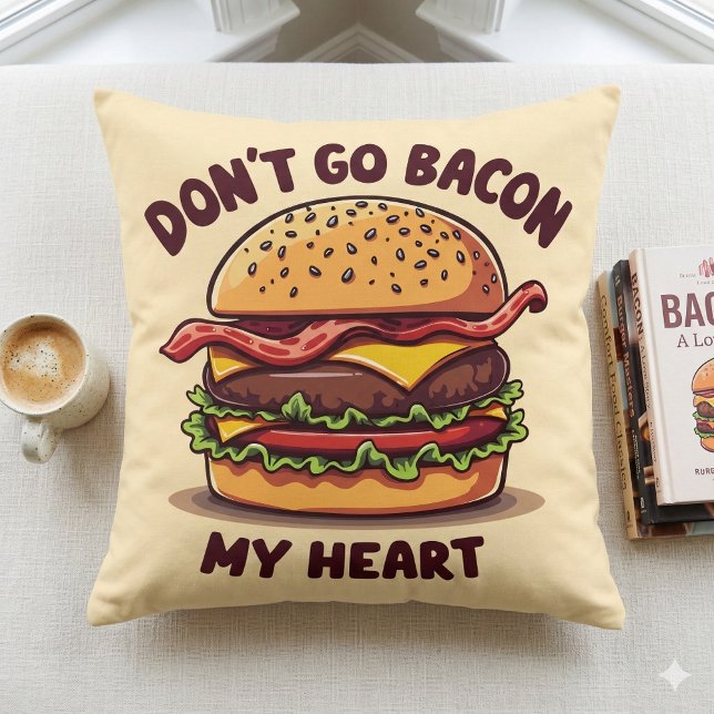 Funny Food Pub Bacon Lover Cheeseburger Design Kissen (Funny Food Pun Bacon Lover Cheeseburger Design Throw Pillow Mockup A)