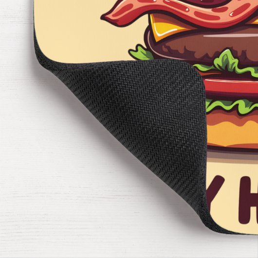 Funny Food Pub Bacon Lover Cheeseburger Design Mousepad (Ecke)