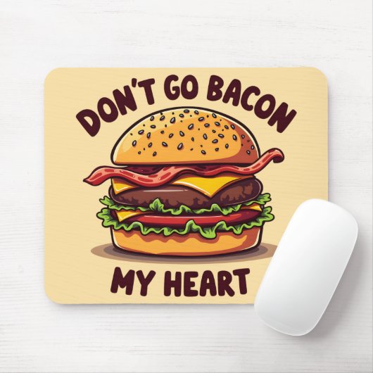 Funny Food Pub Bacon Lover Cheeseburger Design Mousepad (Mit Mouse)