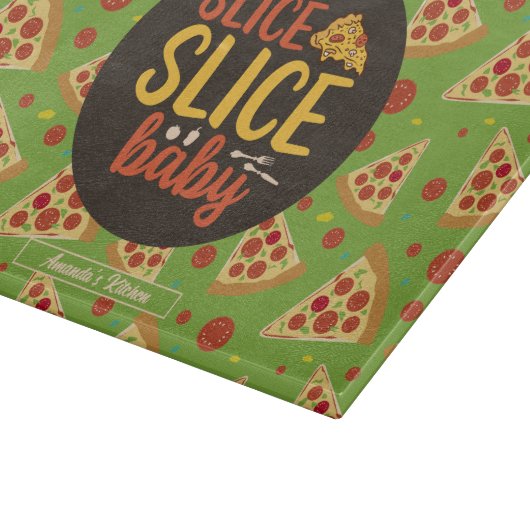Funny Food Puff Slice Baby Retro Pizza Muster Schneidebrett (Ecke)