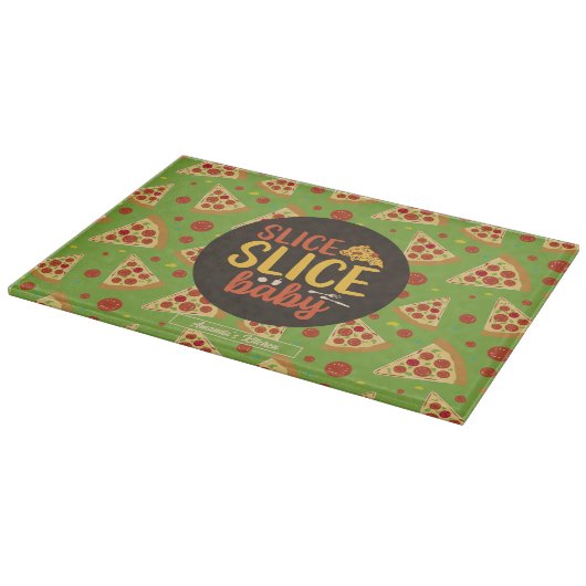 Funny Food Puff Slice Baby Retro Pizza Muster Schneidebrett (Ecke)