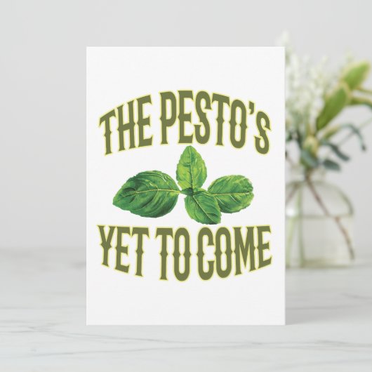 Funny Food Pun Card - Die Pesto's noch vor der Tür Einladung (Stehend Vorderseite)