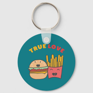 Funny Food Puns Wahre Liebe wie Burger und Fries Schlüsselanhänger