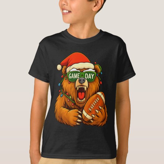 Funny Football Bear Christmas Game Day Shirt Vinta (Vorderseite)