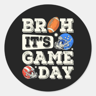 Funny Football Boy Teens Bruh its Game Day America Runder Aufkleber