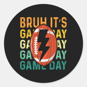 Funny Football Boys Kinder Bruh Es ist Game Day Fo Runder Aufkleber
