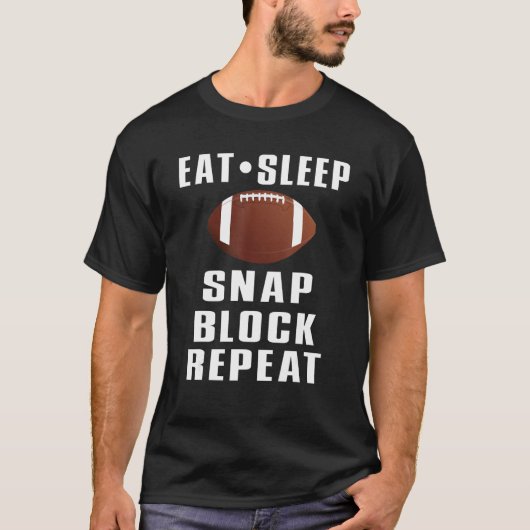 Funny Football Football Center Snap Block Wiederho T-Shirt (Vorderseite)