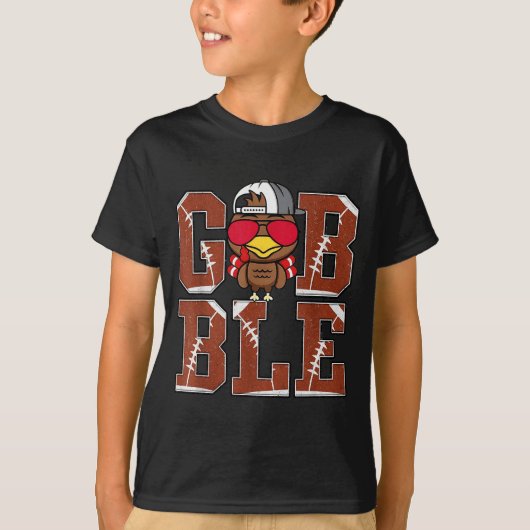 Funny Football Gobble Turkey Thanksgiving Boys Kid T-Shirt (Vorderseite)