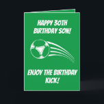Funny Football Green Son 30. Geburtstag Karte<br><div class="desc">Funny Football Green Son 30. Geburtstag, ein einzigartiges Design für jeden, der etwas Besonderes für seinen Sohn zu seinem Geburtstag sucht. Das Design verfügt über eine lustige Fußball-Grafik vorne mit anpassbarem Text, den Sie personalisieren können. Zögern Sie also nicht, ihn zu personalisieren, um Ihre eigene Geburtstagseinladung zu machen. Wenn Sie...</div>
