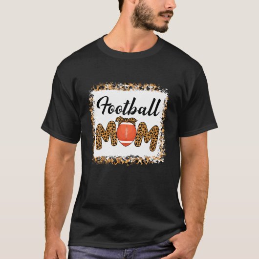 Funny Football Mama Lover Fan Leopard gebleicht Mo T-Shirt (Vorderseite)