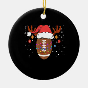 Funny Football Rentier Weihnachtsmannmütze Weihnac Keramik Ornament