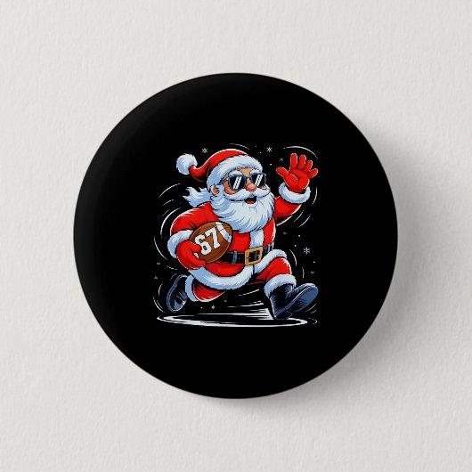 Funny Football Santa 67 Christmas Xmas Holiday Boy Button (Vorderseite)