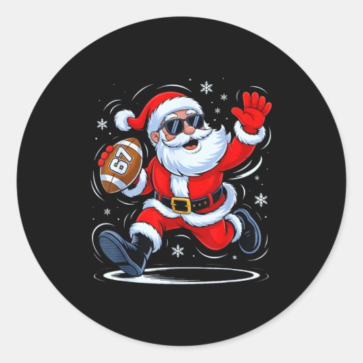 Funny Football Santa 67 Christmas Xmas Holiday Boy Runder Aufkleber (Vorderseite)