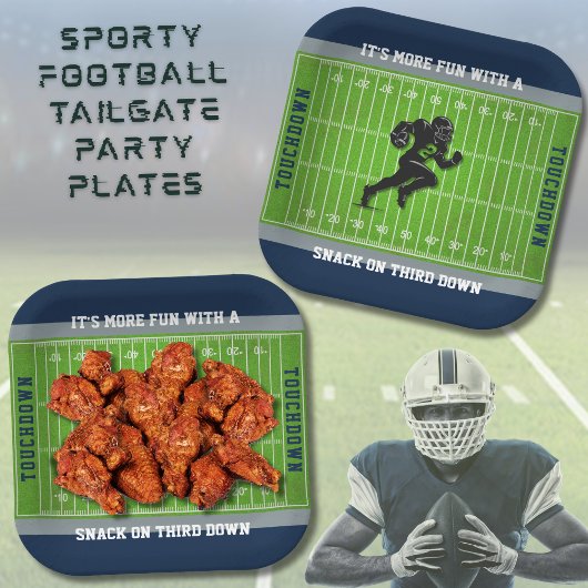 Funny Football Snack Game Day Party Paper Plate Pappteller