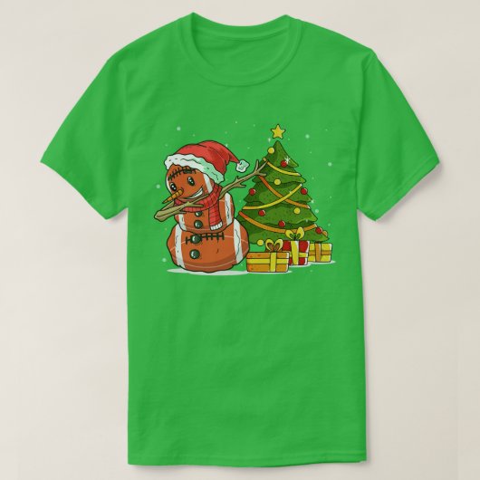 Funny Football Snowman Weihnachten Pajamas Matchin T-Shirt (Design vorne)
