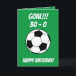 Funny Football Soccer Green Son 30th Birthday Karte<br><div class="desc">Funny Football Soccer Green Son 30th Birthday, einzigartige made for anyone looking for something special for their son on his birthday. The design feys funny graphic in the front with customizable text that you can personalize, so, don't hesitate to customize it in order to make your birthday einladung. If you...</div>