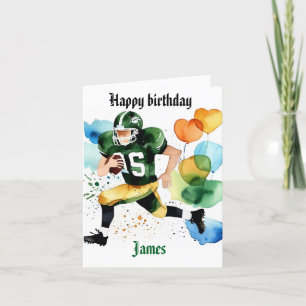 Funny Football Watercolor Splas Birthday Gridiron Feiertagskarte