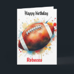 Funny Football Watercolor Splas Birthday Gridiron Karte<br><div class="desc">Football Watercolor Splash Birthday Gridiron</div>