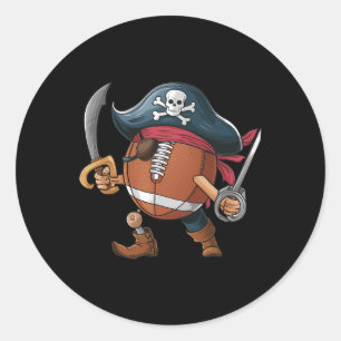 Funny Footbyll Pirate Halloween Mens Womens Kids F Runder Aufkleber