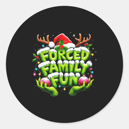 Funny Forced Family Fun Christmas Holiday Shirt Me Runder Aufkleber (Vorderseite)