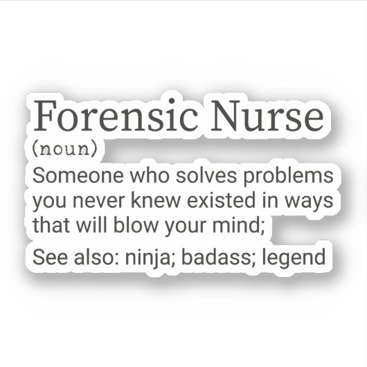 Funny Forensic Nurse Definition, forensische Krank Aufkleber (Vorderseite)