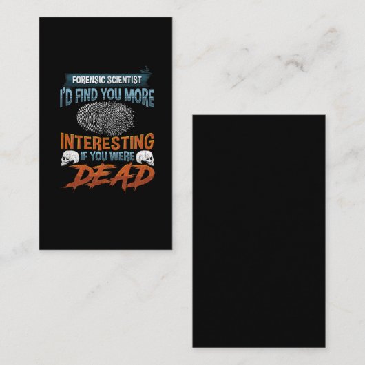 Funny Forensic Police Detective Zitat Visitenkarte (Vorne/Hinten)