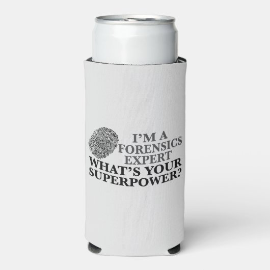 Funny Forensics Experte Forensic Fingerprint Gray Selters Dosenkühler (Seltzer Vorderseite)