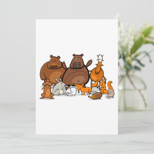 Funny Forest Animals Einladung (Stehend Vorderseite)