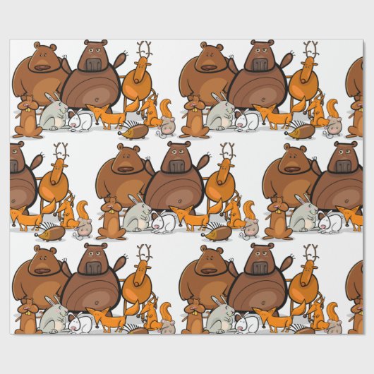 Funny Forest Animals Geschenkpapier (Flach)