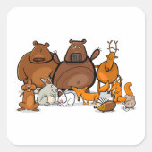 Funny Forest Animals Quadratischer Aufkleber (Vorderseite)