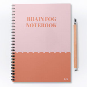 Funny Forgetful Brain Nebel Zitat Pink & Orange Notizblock