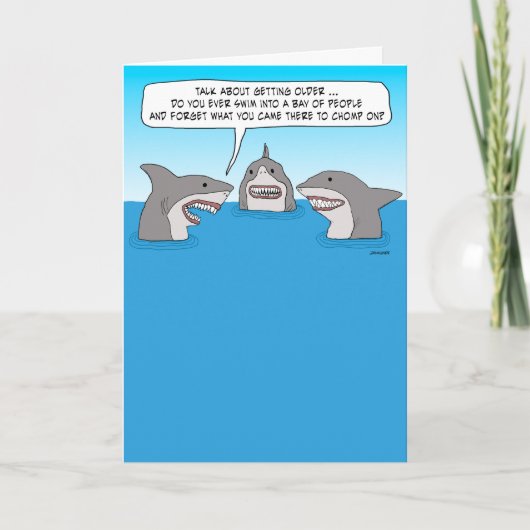 Funny Forgetful Shark Birthday Karte (Vorderseite)
