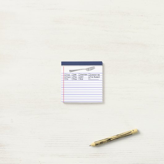 Funny "Fork" Multiple Word Choice 3"X3" Post-it Klebezettel (Auf Schreibtisch)