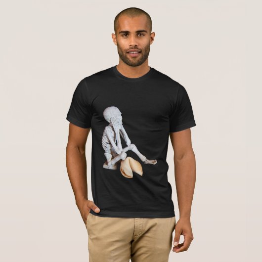 Funny Fortune Cookie Skeleton Skull T-Shirt (Vorne ganz)