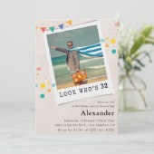 Funny Foto 32. Geburtstagseinladungen Männer Einladung (Stehend Vorderseite)