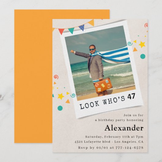 Funny Foto 47. Geburtstagseinladungen Männer Einladung (Vorne/Hinten)