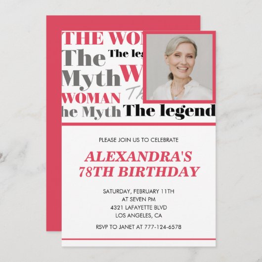 Funny Foto 78. Geburtstagseinladung Zeitgenössisch Einladung (Vorne/Hinten)