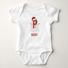 Funny Foto Face Snowman Weihnachten Baby Strampler