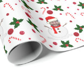 Funny Foto Face Snowman Weihnachten Geschenkpapier (Rolleneckpunkt)