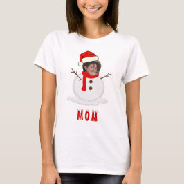Funny Foto Face Snowman Weihnachten T-Shirt