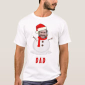 Funny Foto Face Snowman Weihnachten T-Shirt (Vorderseite)
