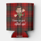 Funny Foto Gesicht Elfed up Christmas Custom Gift Dosenkühler (Vorderseite)