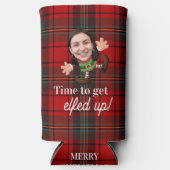 Funny Foto Gesicht Elfed up Christmas Custom Gift Selters Dosenkühler (Vorderseite)