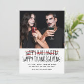 Funny Foto Happy Halloween Card (Stehend Vorderseite)