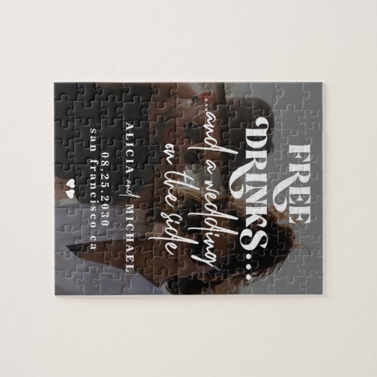 Funny Foto Moderne Hochzeit retten das Datum Puzzle (Horizontal)