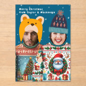 Funny Foto Personalisiert Weihnachts-Jumper Acryleinladungen (Vorderseite)