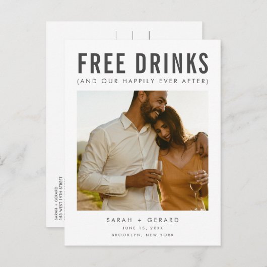 Funny Foto QR Code Hochzeit speichern Sie das Datu Ankündigungspostkarte (Vorne/Hinten)